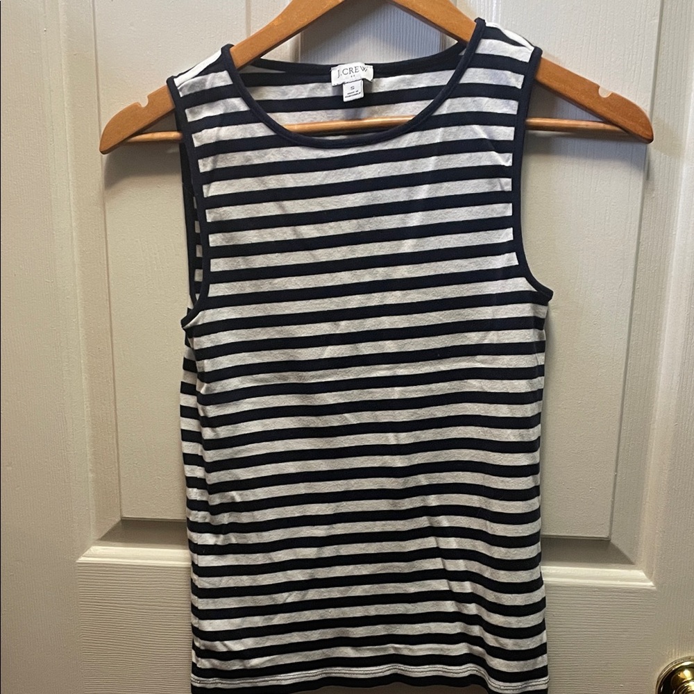 J. Crew Black and White Striped Tank Top - Picture 2 of 4
